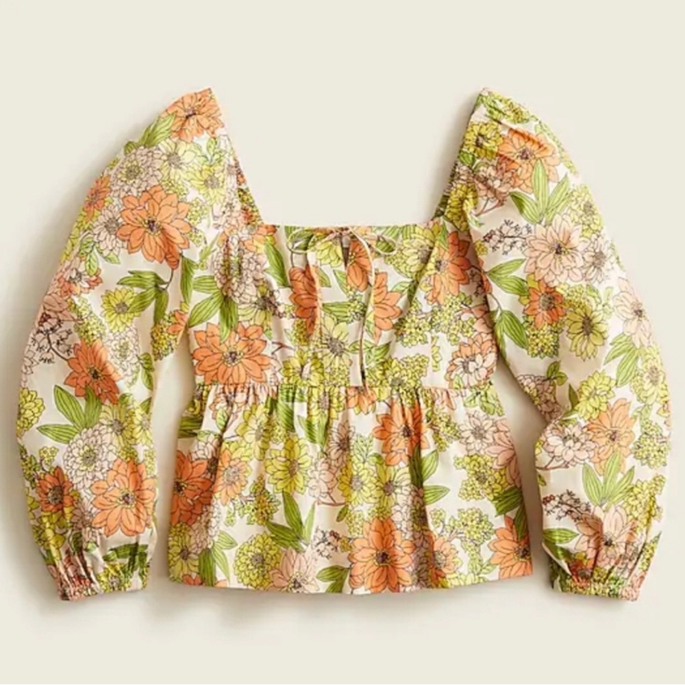 Jcrew Squareneck Tie Top in Zinnia Floral size 20